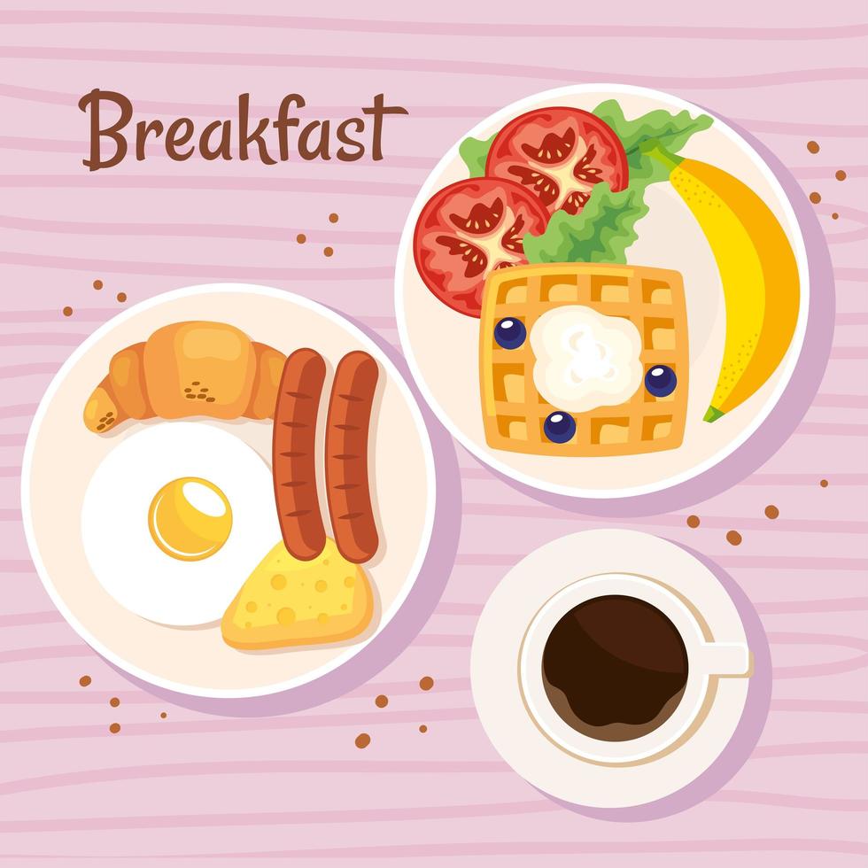 delicious dishes of breakfast vector