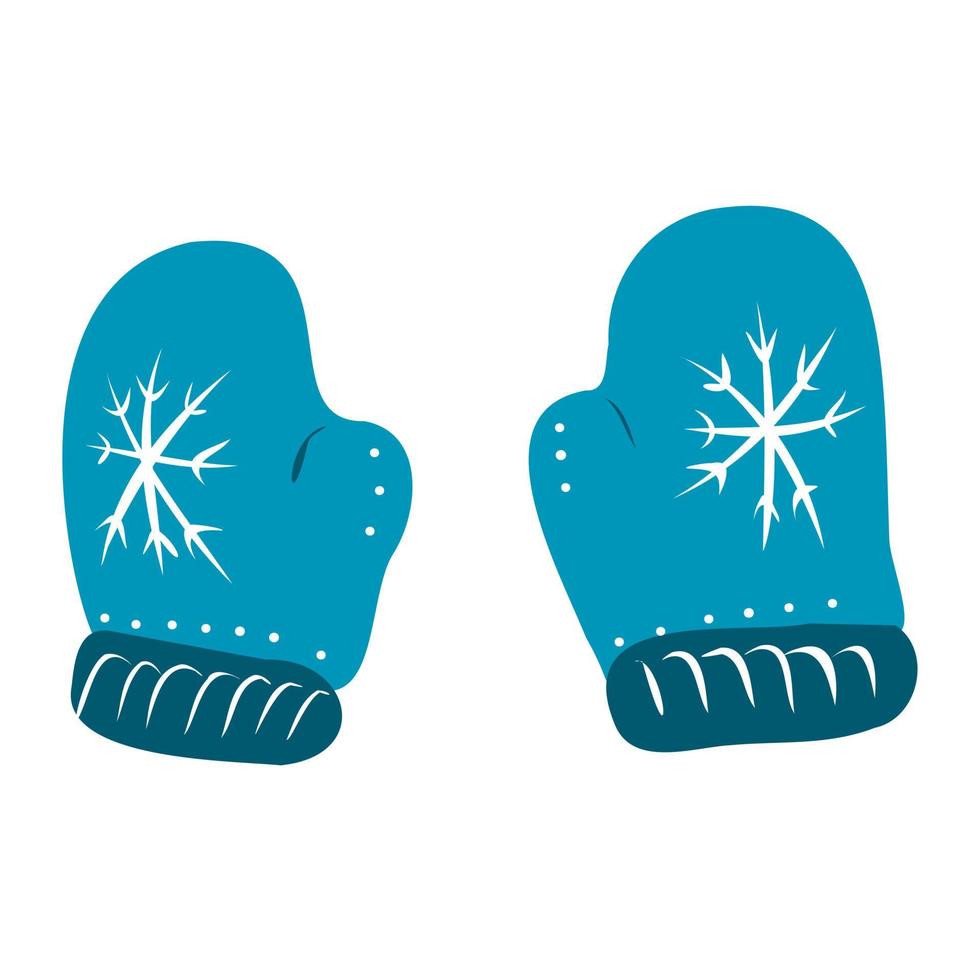 Blue with blue winter mittens. vector