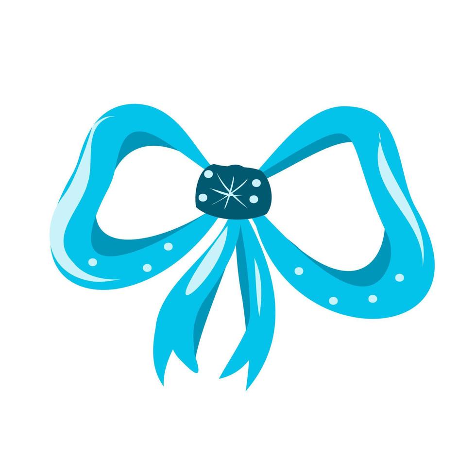 Blue bow for packaging or design. vector