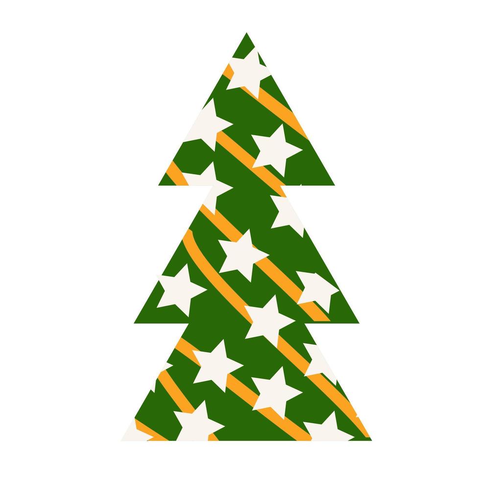 Green abstract Christmas tree with white stars. 5175412 Vector Art at ...