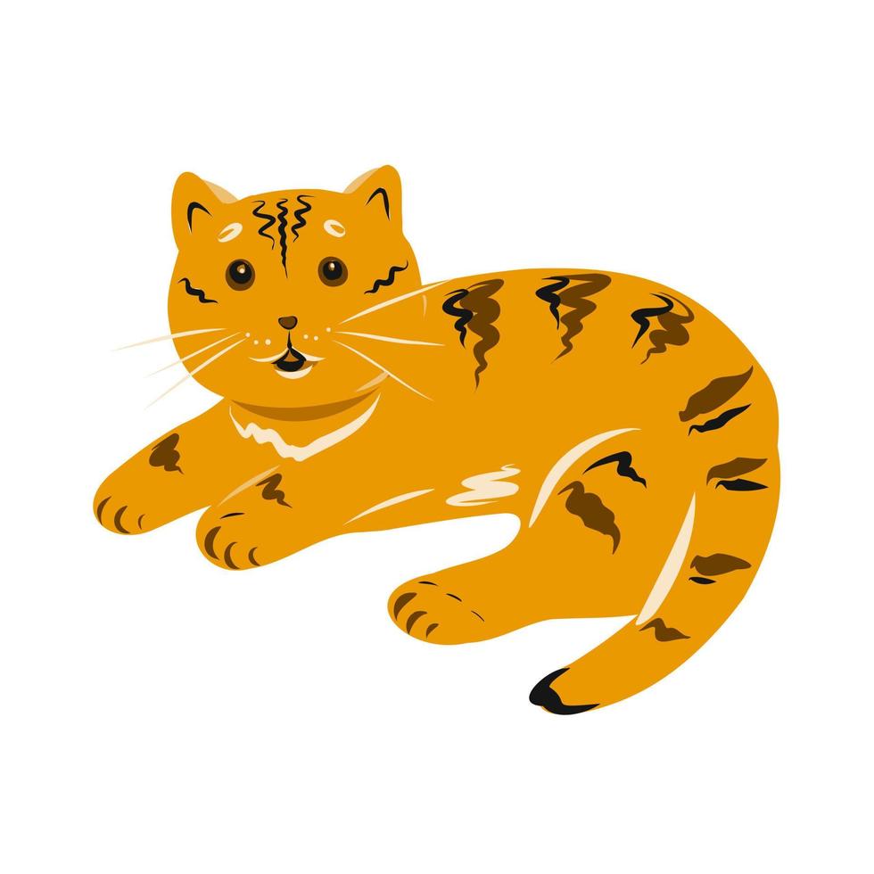 Orange cinnThe orange cat that lies. Element on a white background. vector