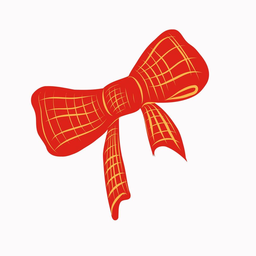 Red bow with orange stripes. vector