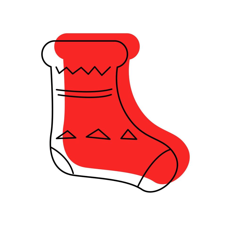 A Christmas sock in the style of a doodle. vector