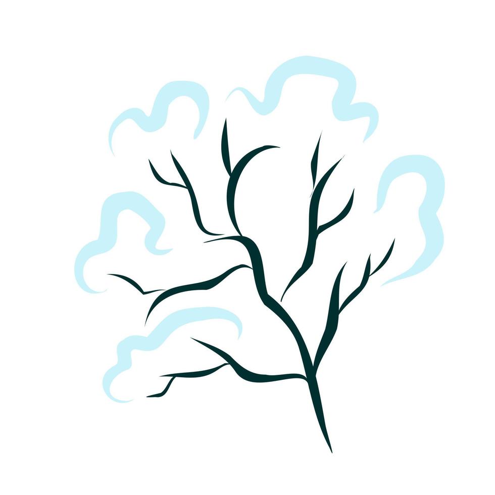 una rama de un árbol con nieve azul. vector