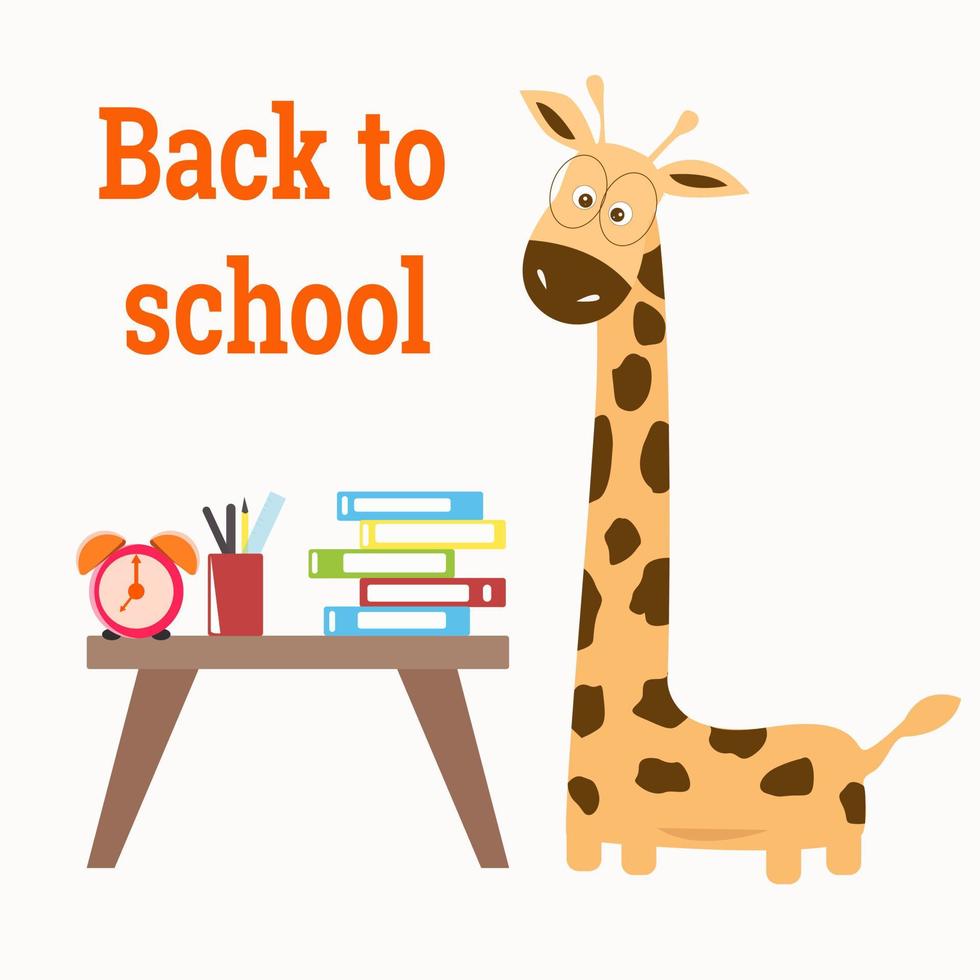 The little giraffe is going to school. vector