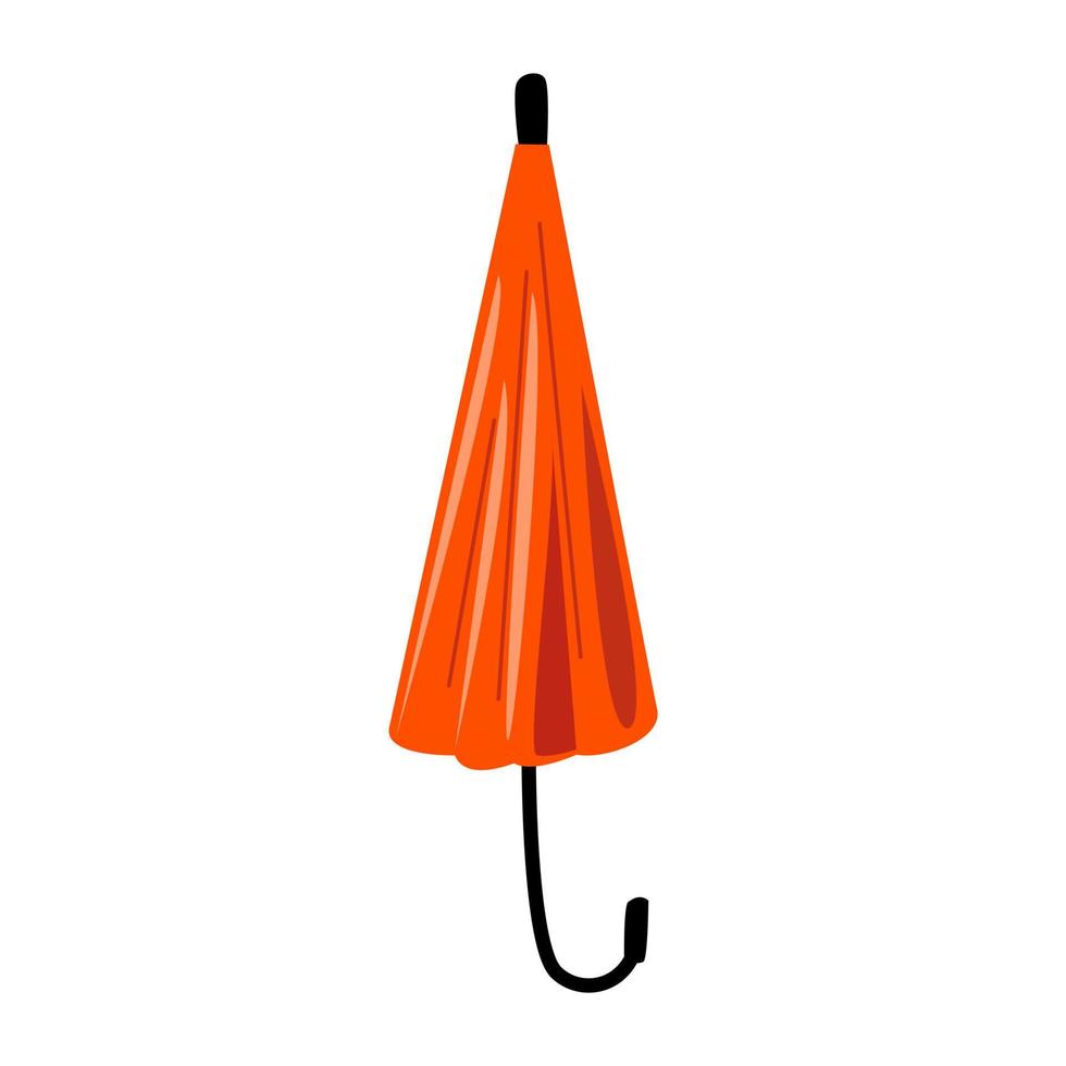 Red umbrella walking stick folded. vector