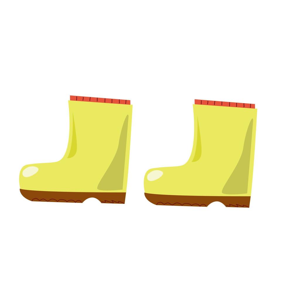 Bright yellow gaping boots on a white background. vector