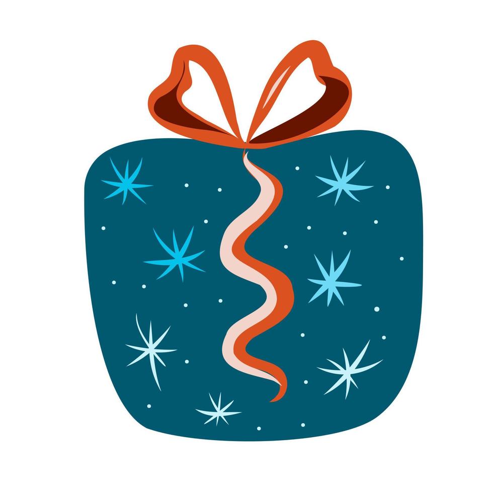 Gift in a blue package with snowflakes. vector