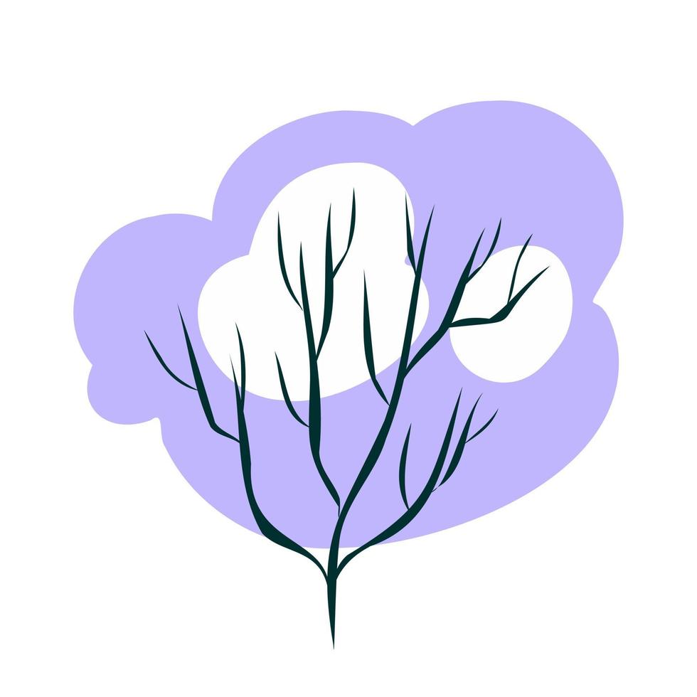 Winter tree with snow and branches. vector