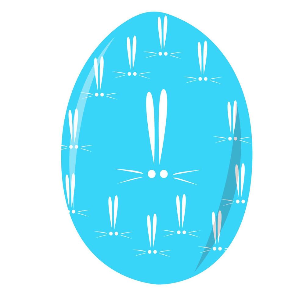 Blue Easter egg with bunnies pattern. vector