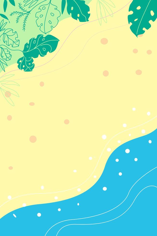 fondo abstracto con un mar de arena y plantas tropicales. vector