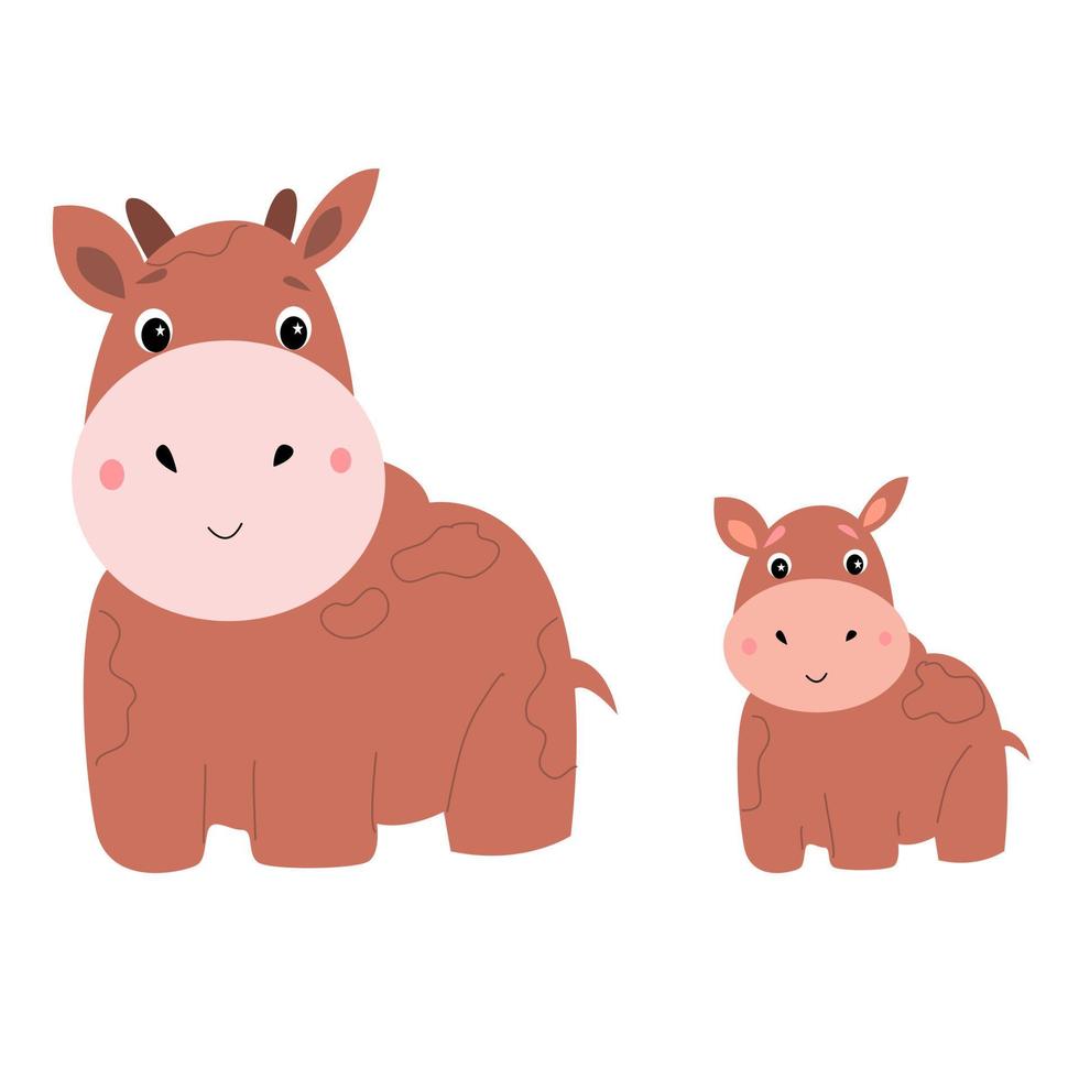 Cow and calf illustration for children. vector