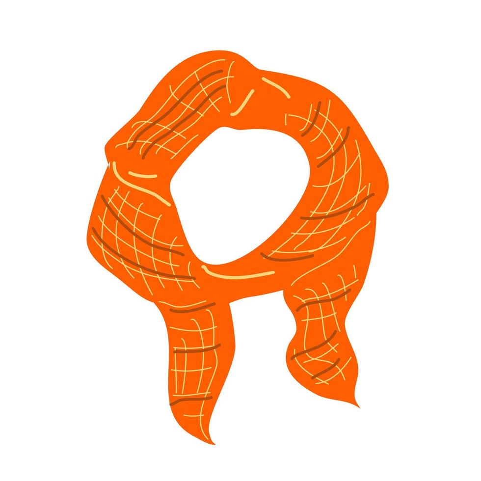 Knitted orange autumn scarf on a white background. vector