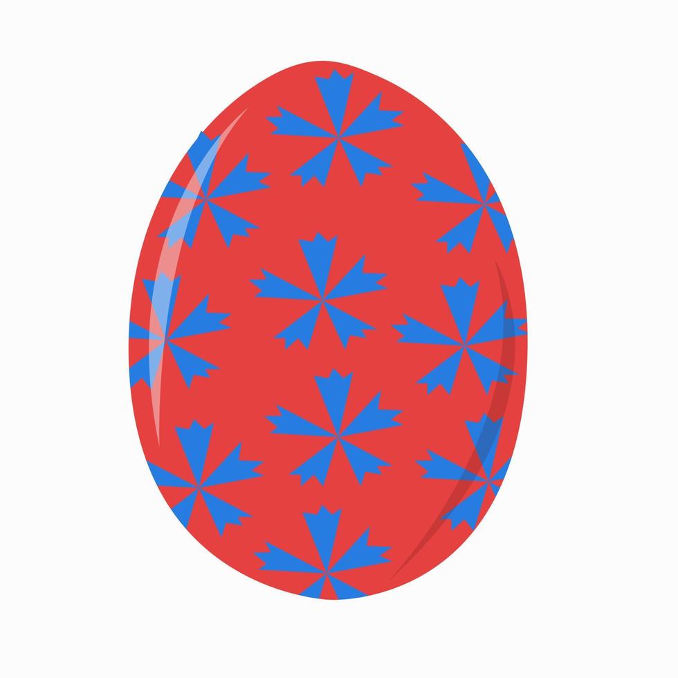 huevo de pascua rojo con acianos azules. vector