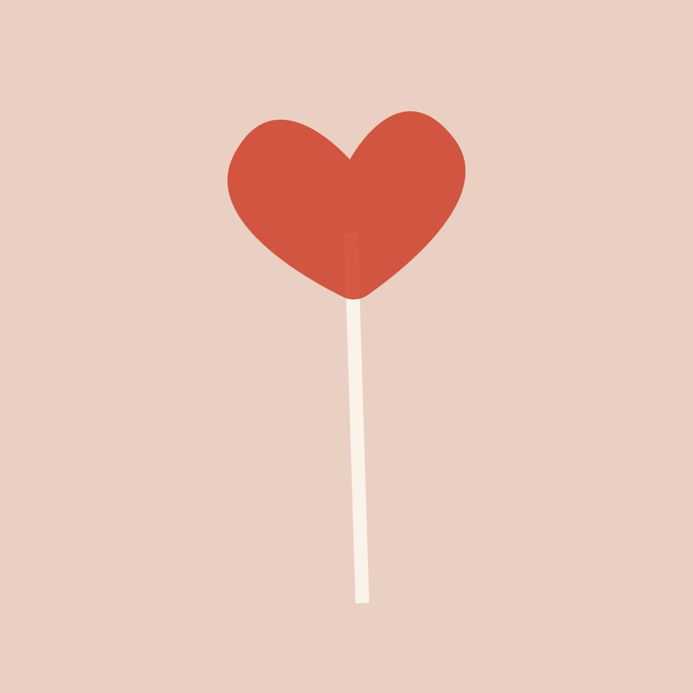 paleta roja vectorial en forma de corazón en un palo vector