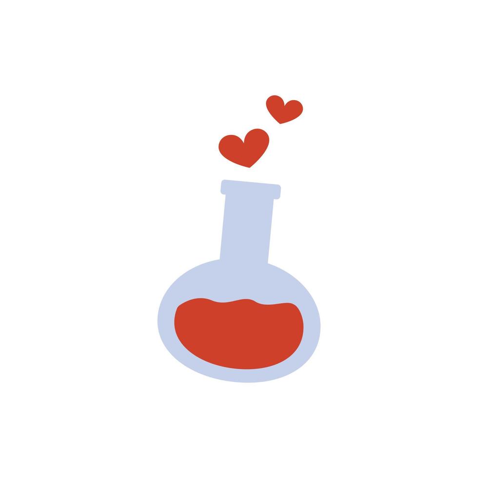 Cute bottle love potion and flask of magic elixir vector