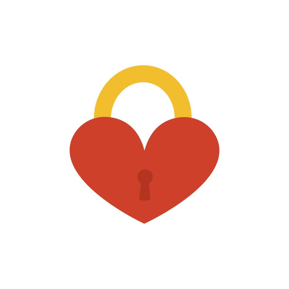 Vector cute red heart-shaped lock