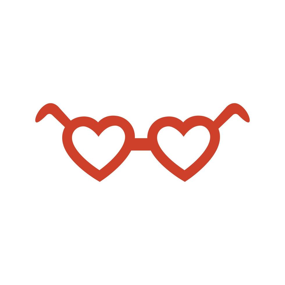 Vector red glasses in the shape of hearts