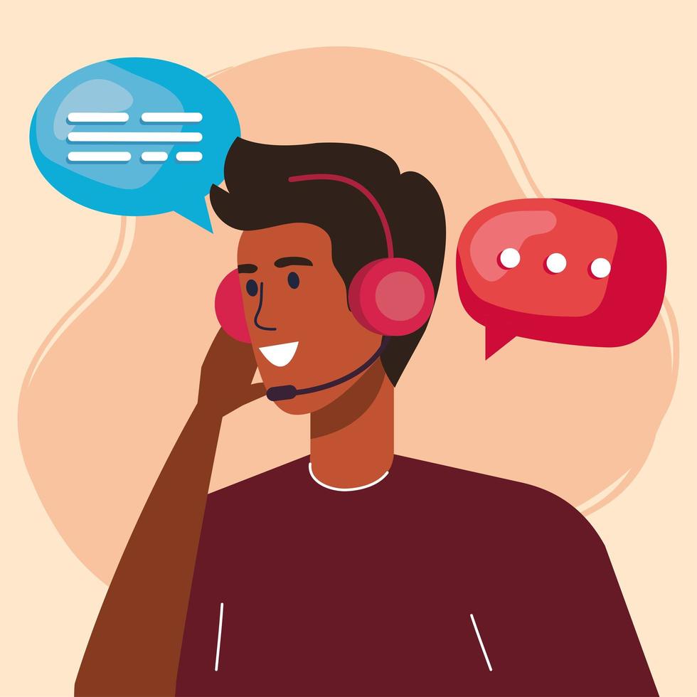 support agent with speech bubbles vector