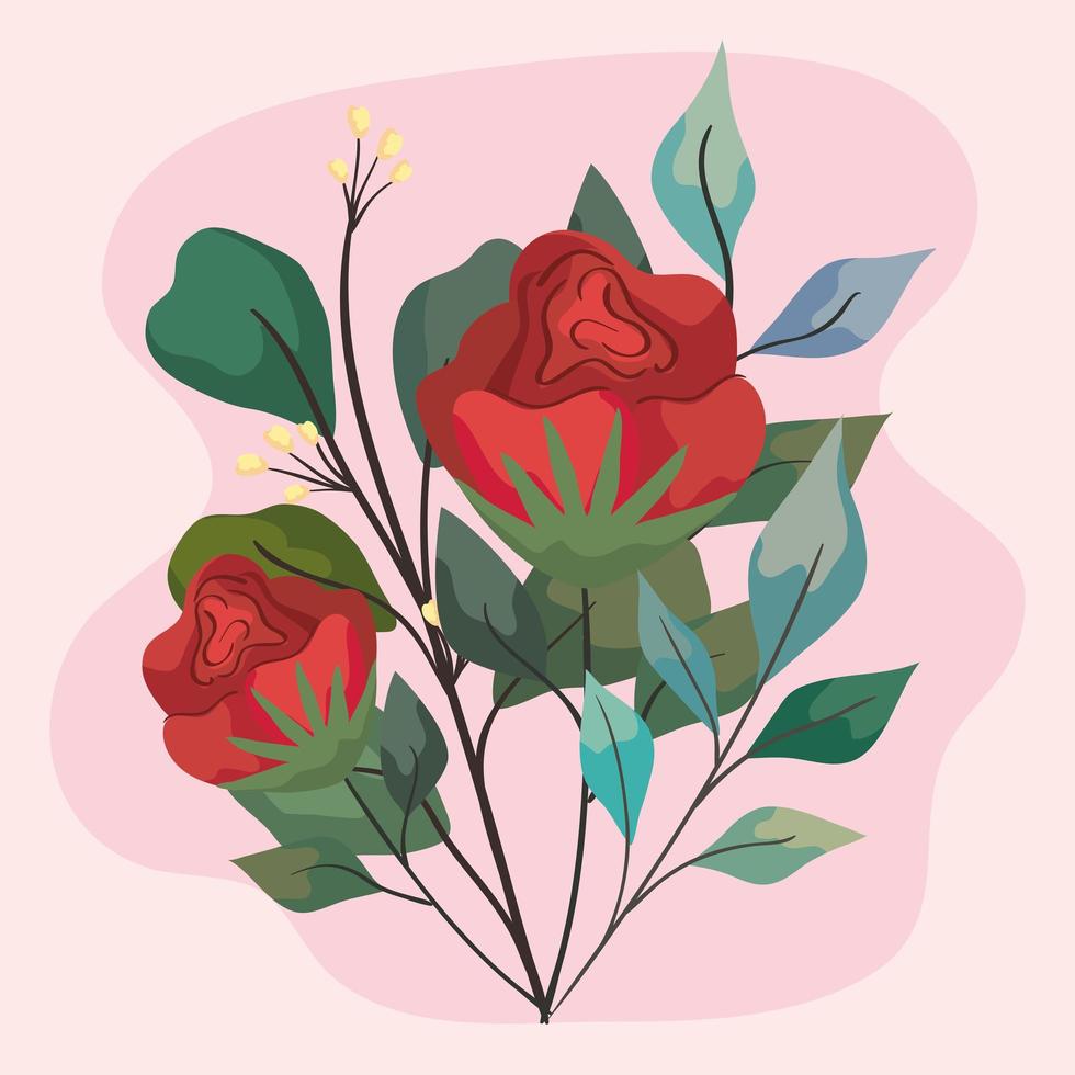 red flowers garden scene vector