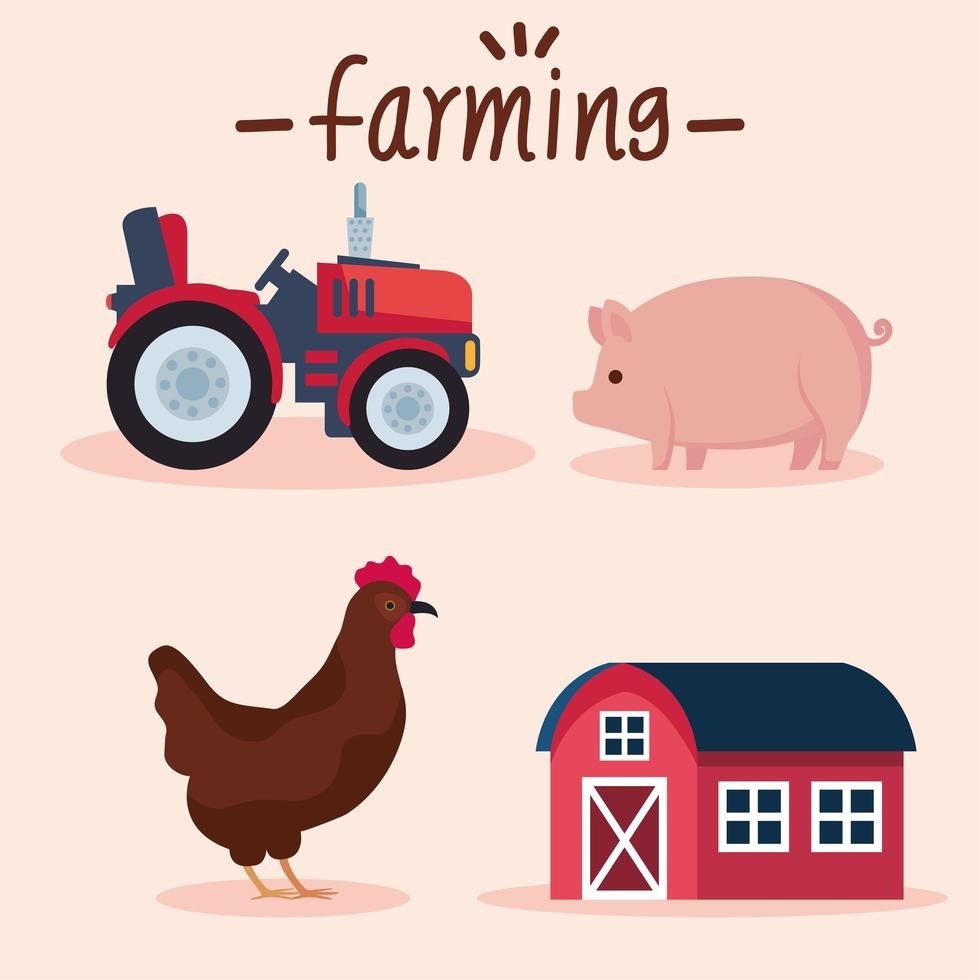 four farming agriculture icons vector