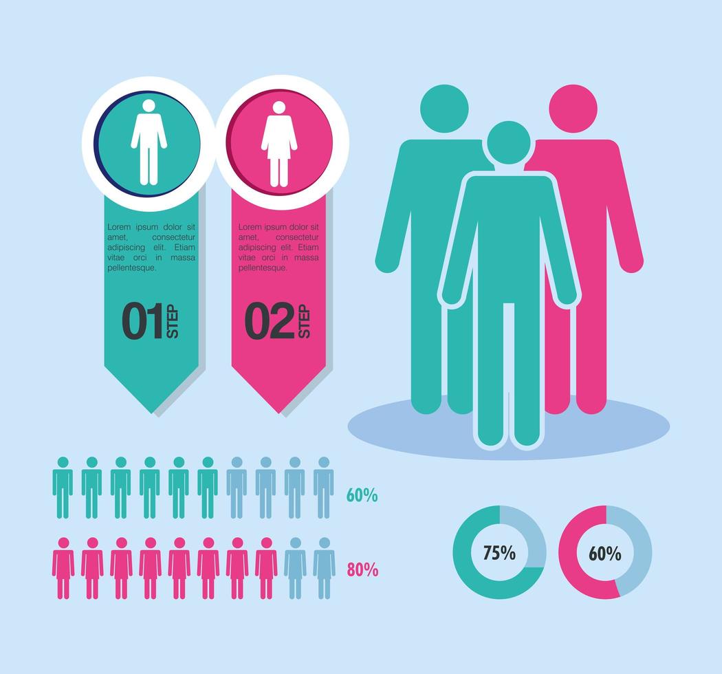 four population infographic icons vector