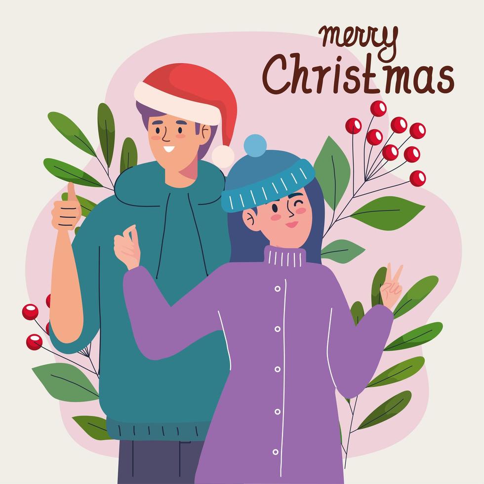 couple using christmas sweater vector