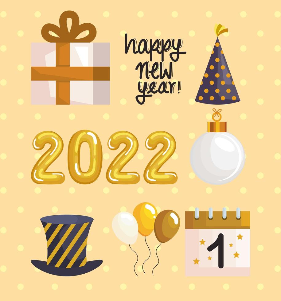 happy new year 2022 decoration vector