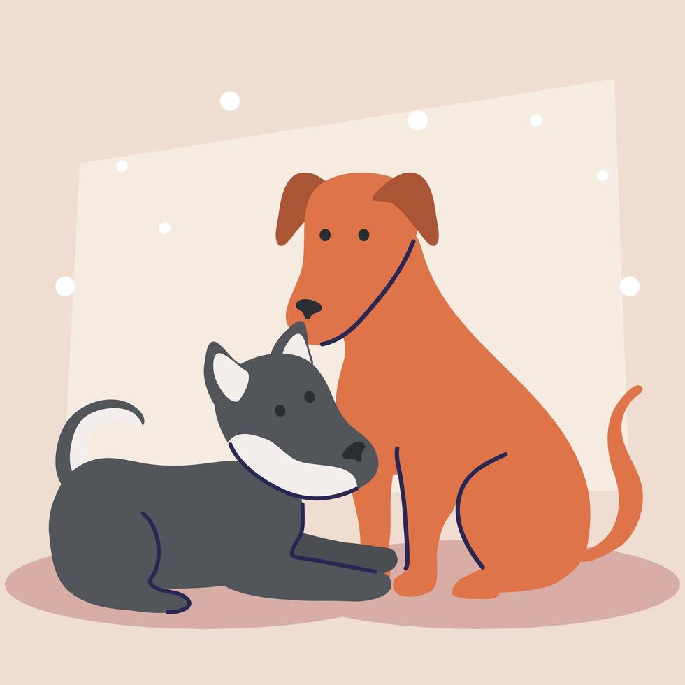 cute dogs pets vector