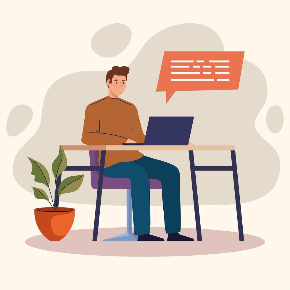 young man in workplace vector