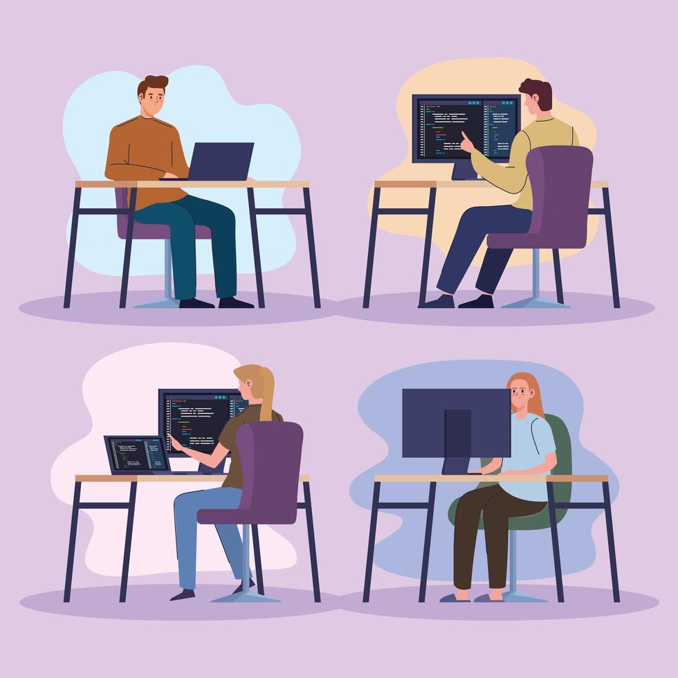 workers of developers web vector