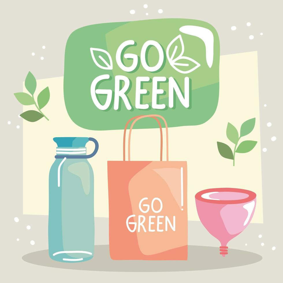 three go green icons vector