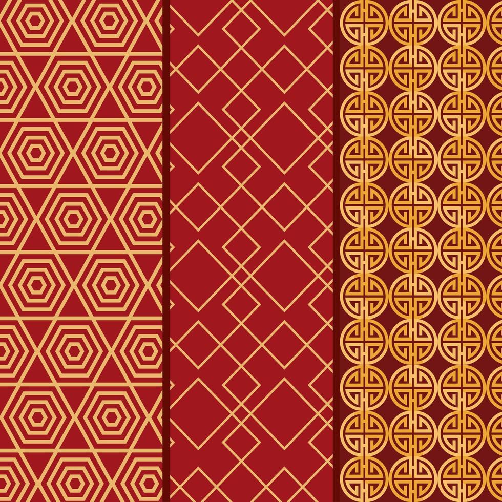 three chinese style backgrounds vector