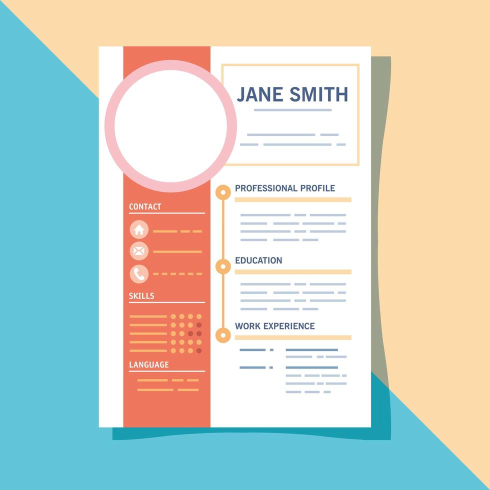 orange cv template vector