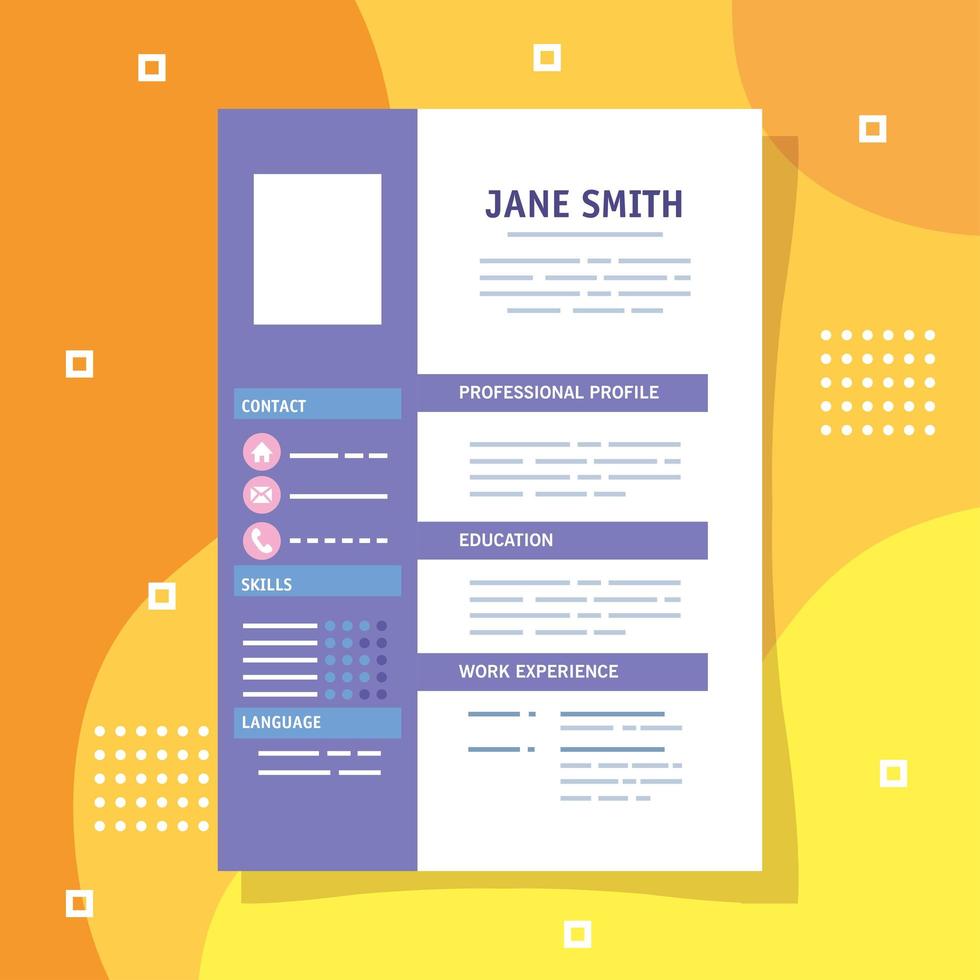 purple cv template vector