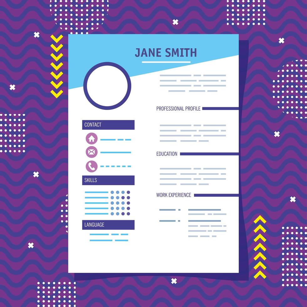 blue cv template vector