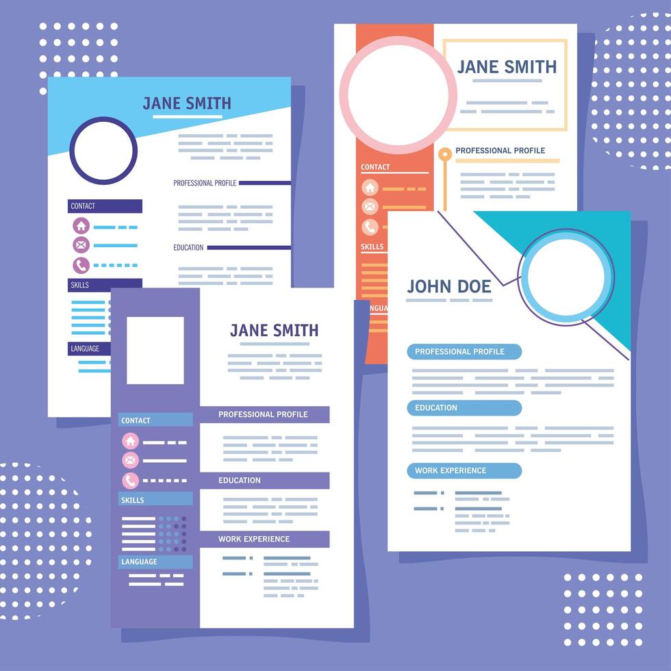 curriculum vitae four templates vector