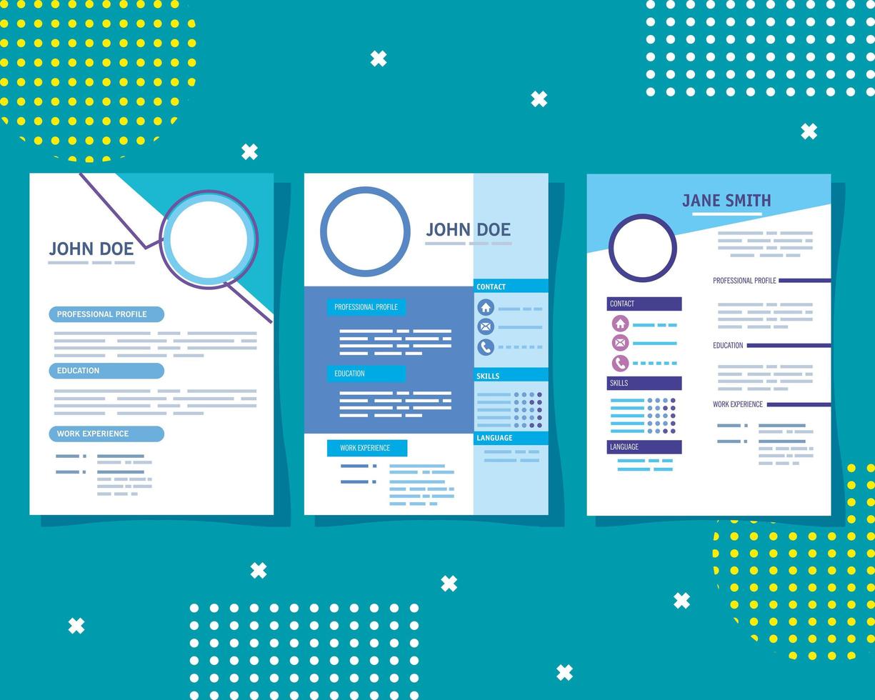 three curriculum vitae templates vector