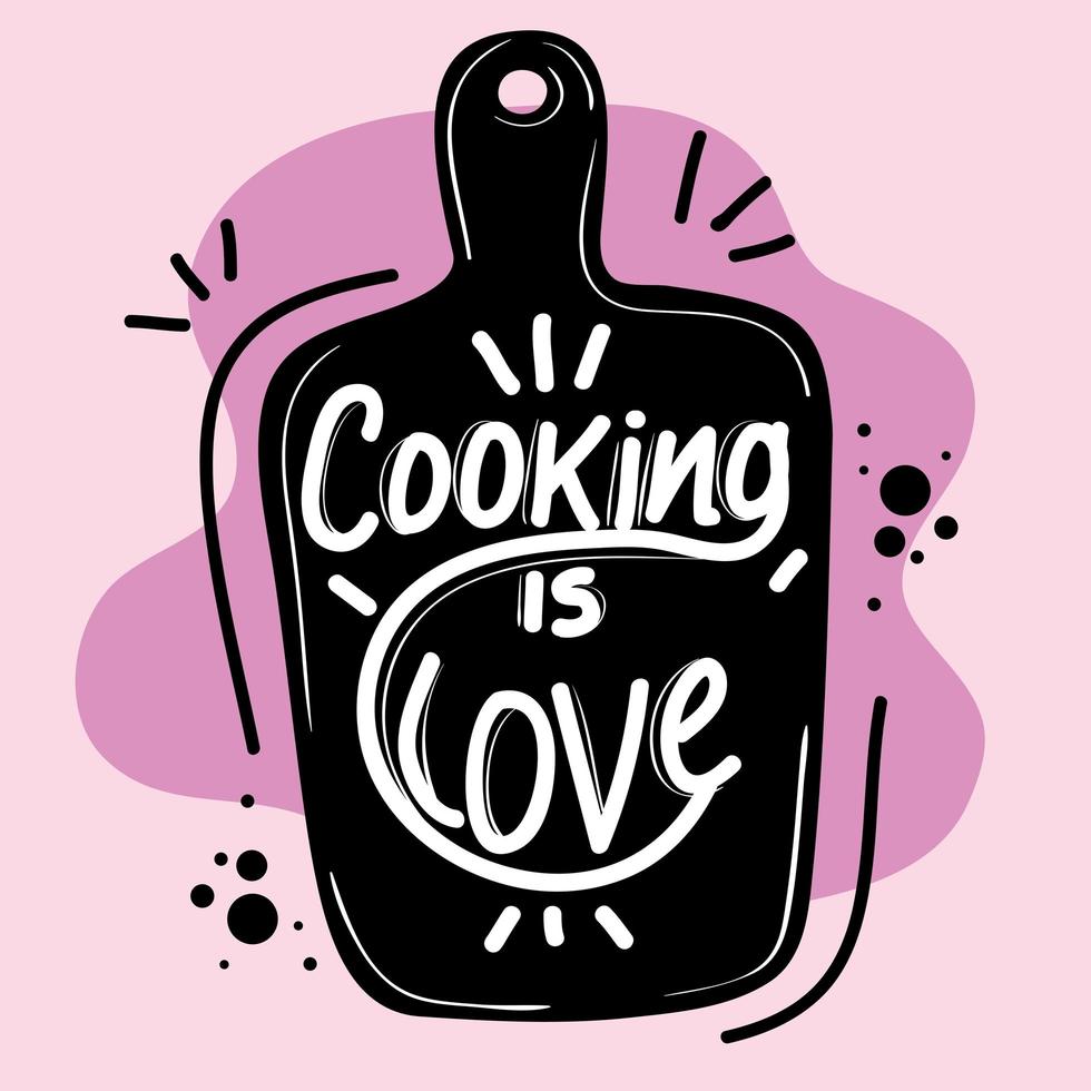 cooking is love label vector