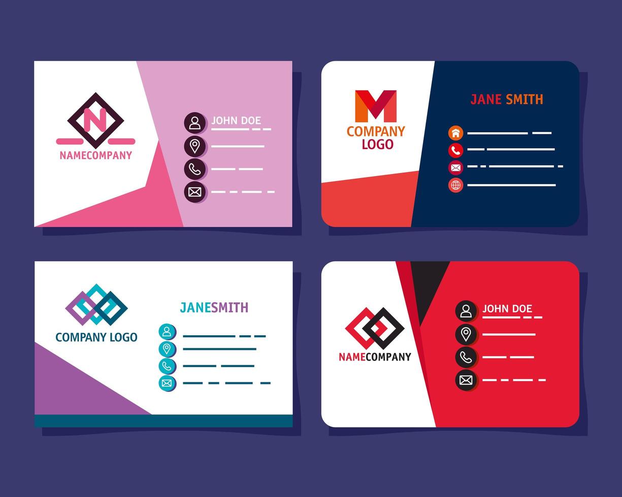 four business cards styles vector
