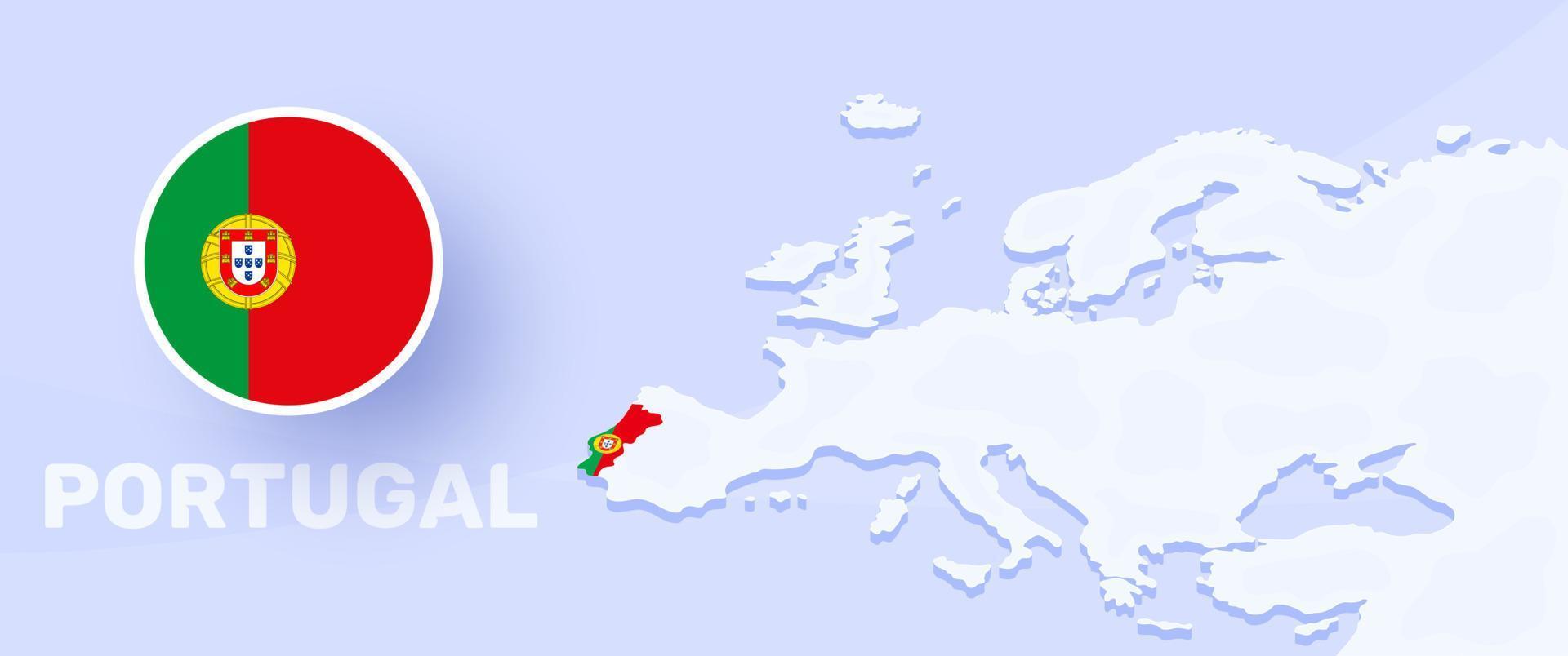 Pôster bandeira do mapa político do país portugal