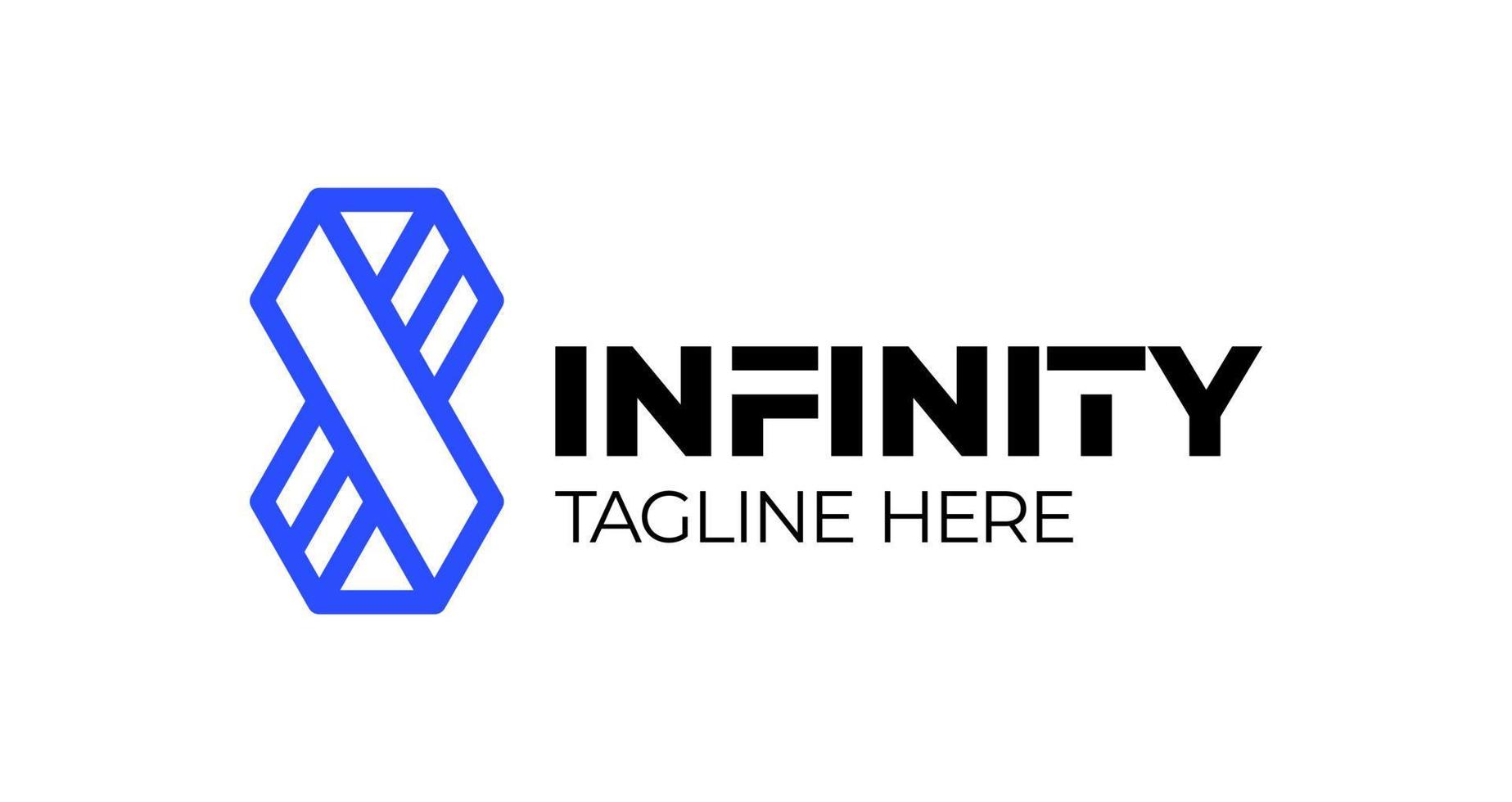 Infinity Hexagonal Logo. Geometric Infinity Cube Hexagon logo flat concept double hex logotype template vector