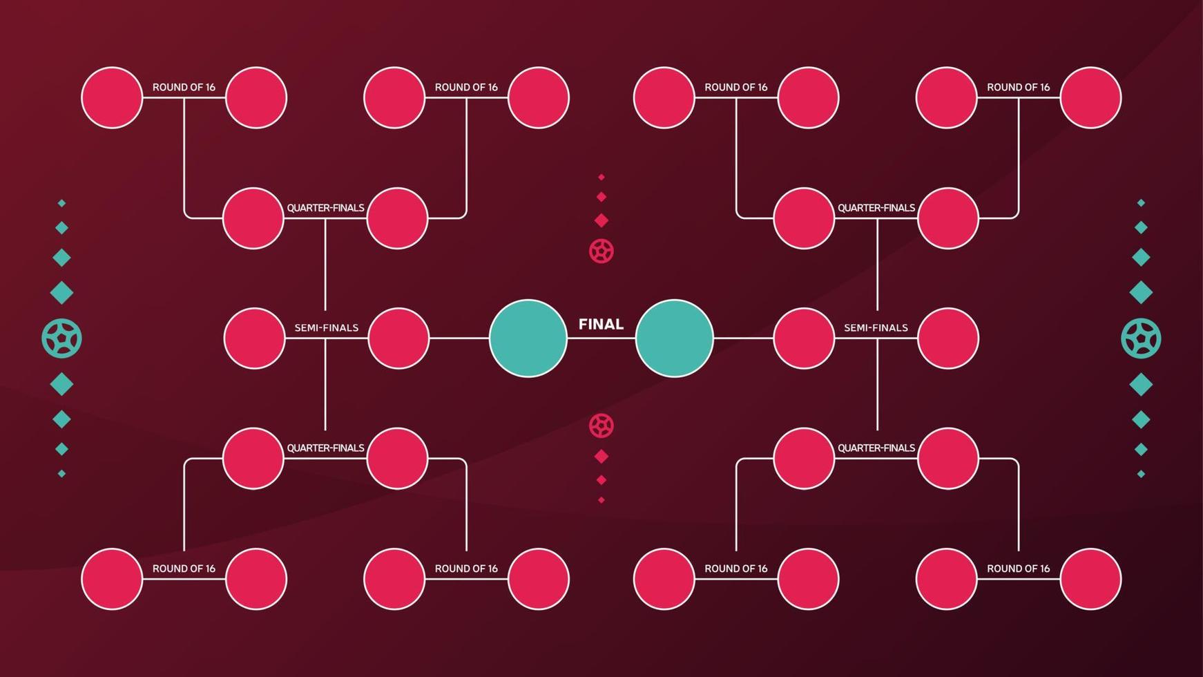 Football 2022 playoff match schedule. Tournament bracket. Football results table, participating to the final championship knockout. vector illustration