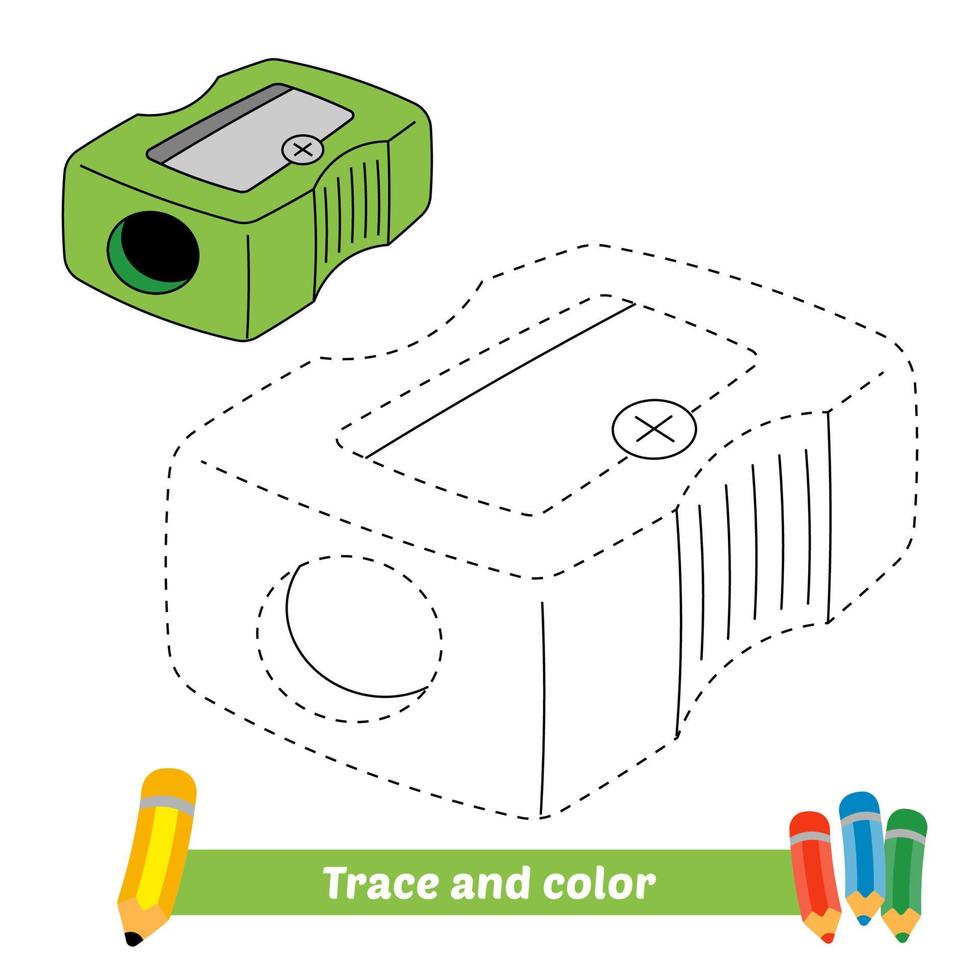 Trace and color for kids, pencil sharpener vector 5176119 Vector Art at