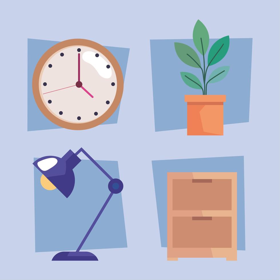 four office furniture icons vector
