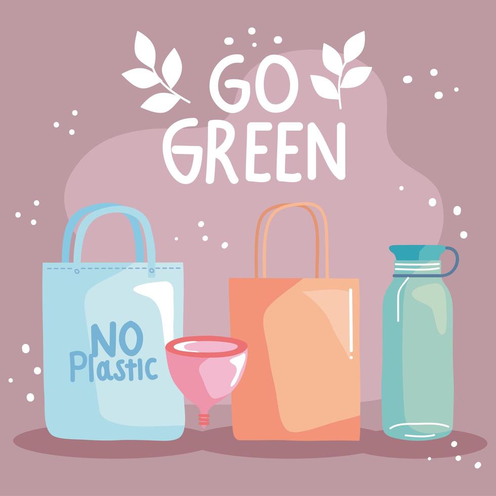 go green four icons vector