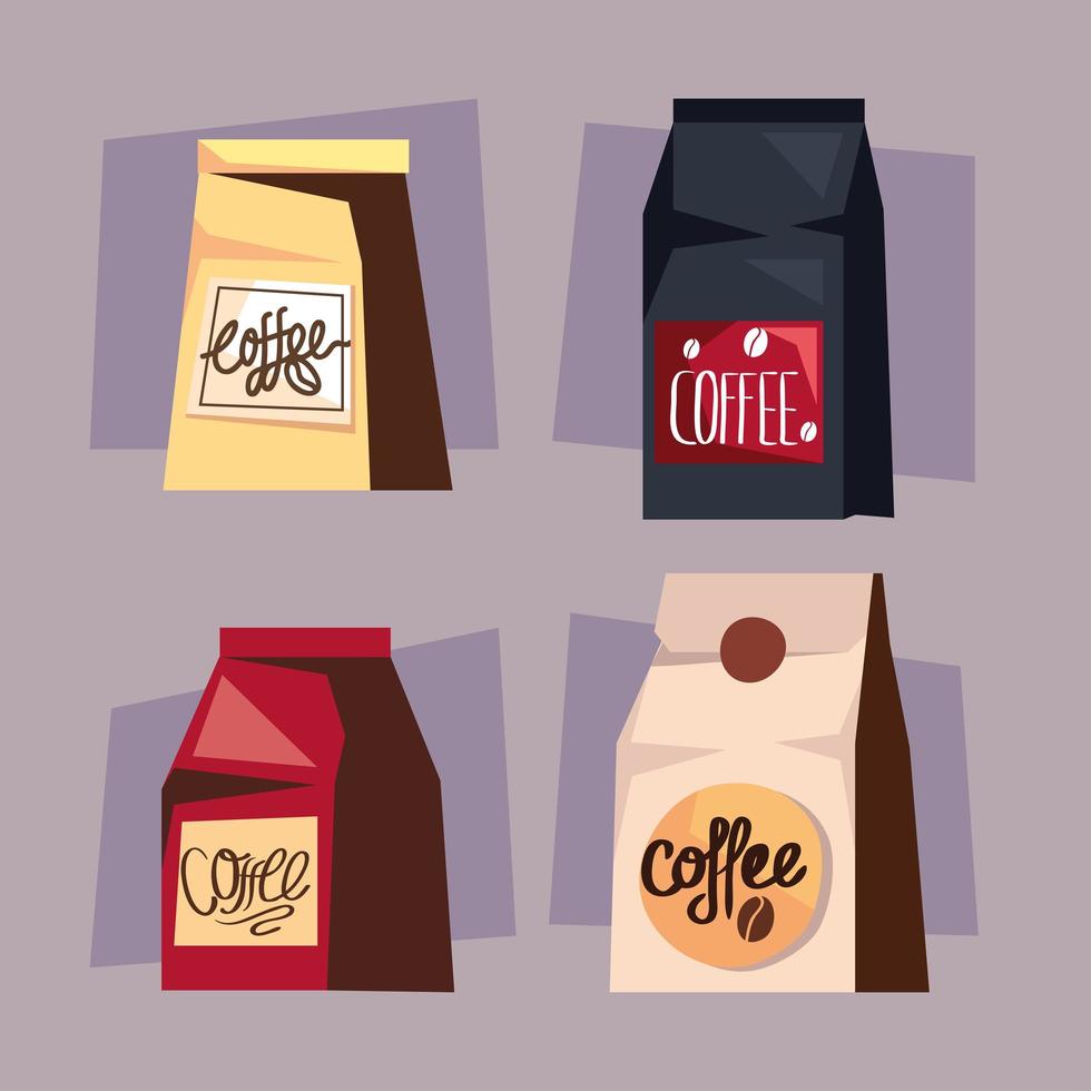 four coffee bags shop vector