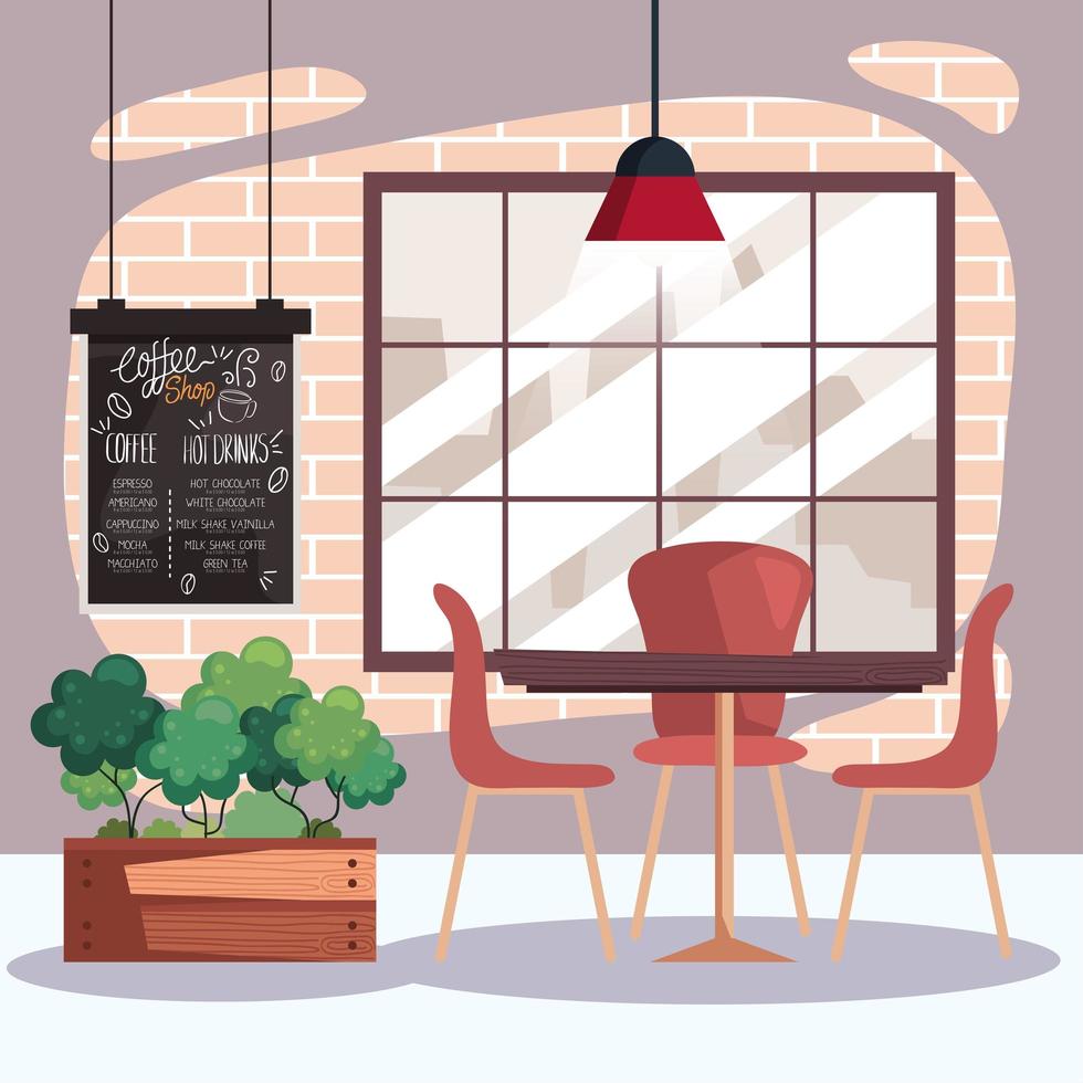 cafetería con mesa vector