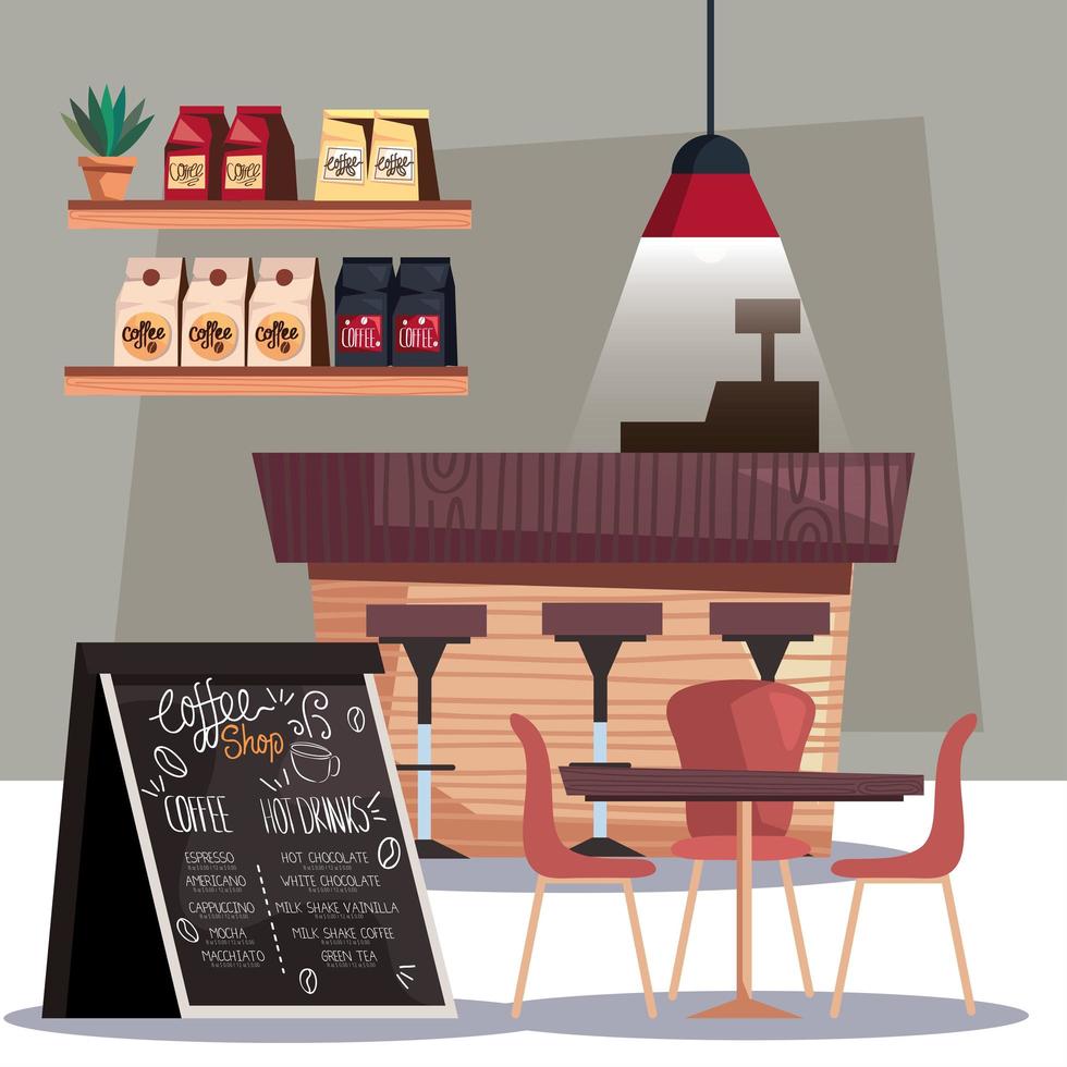 coffee shop with chalkboard vector