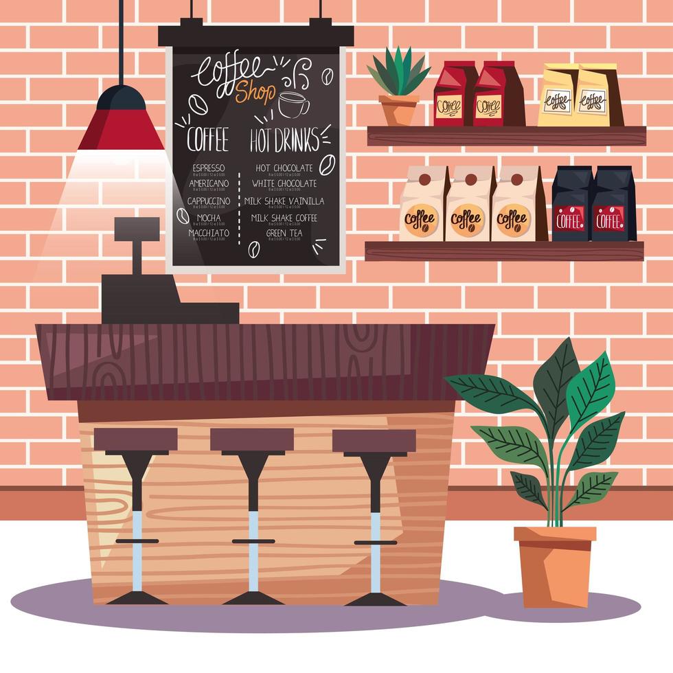 coffee shop with bar vector